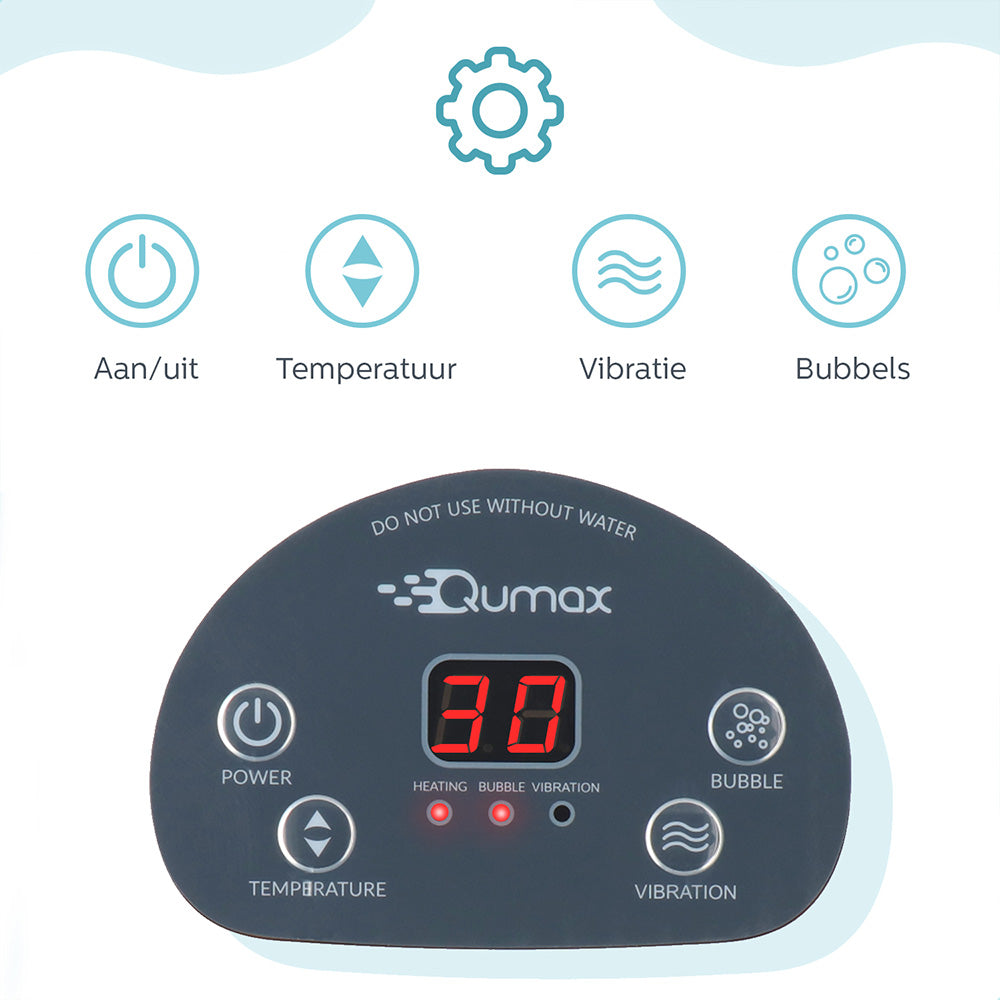 Qumax Elektrisch Verwarmd Voetenbad met massage Rollers – Voetmassage met Vibratie en Bubbels