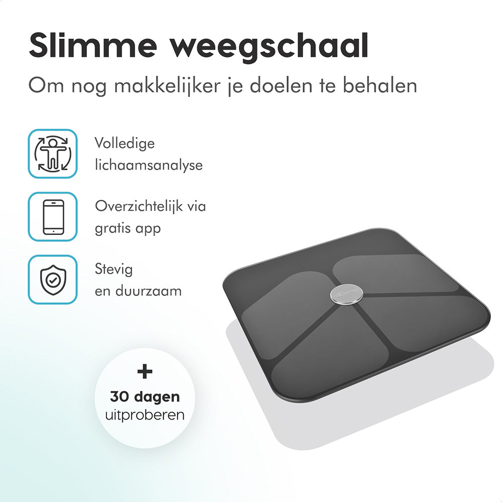 Qumax Slimme weegschaal met Lichaamsanalyse - Personenweegschaal - Nederlandse app